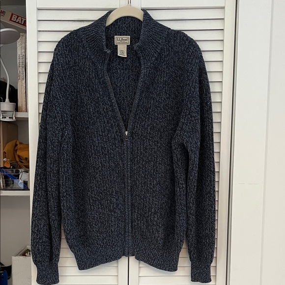 LL Bean Cardigan Zip Up Cotton Blue Size Medium - Picture 2 of 7